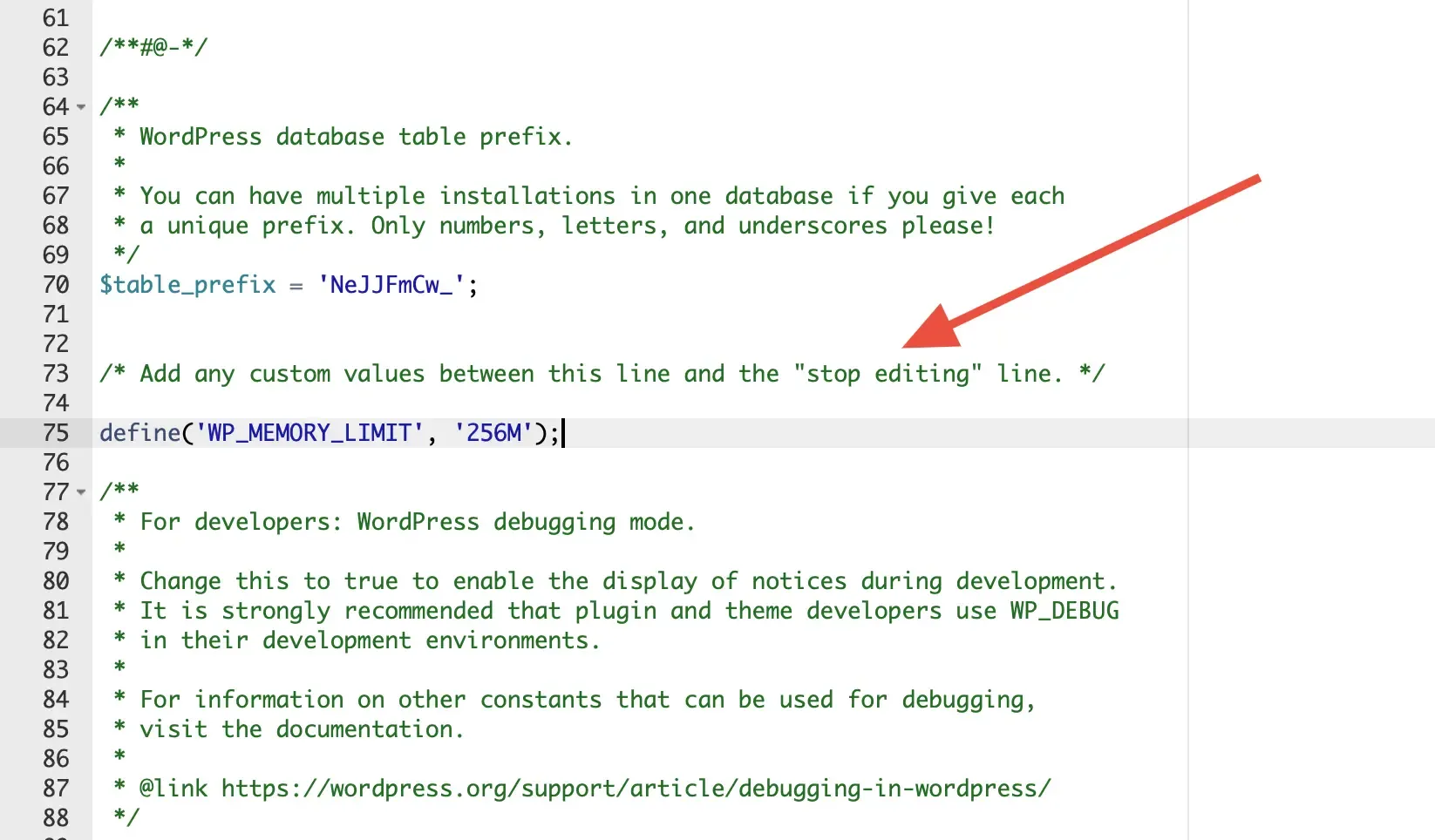 Cod pentru modificarea limitei de memorie WordPress