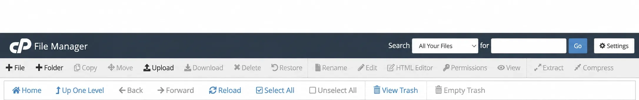 Acțiunile disponibile în File Manager