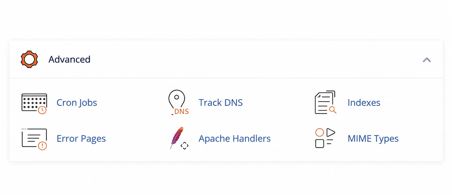 Cele șase unelte din grupul Advanced al cPanel