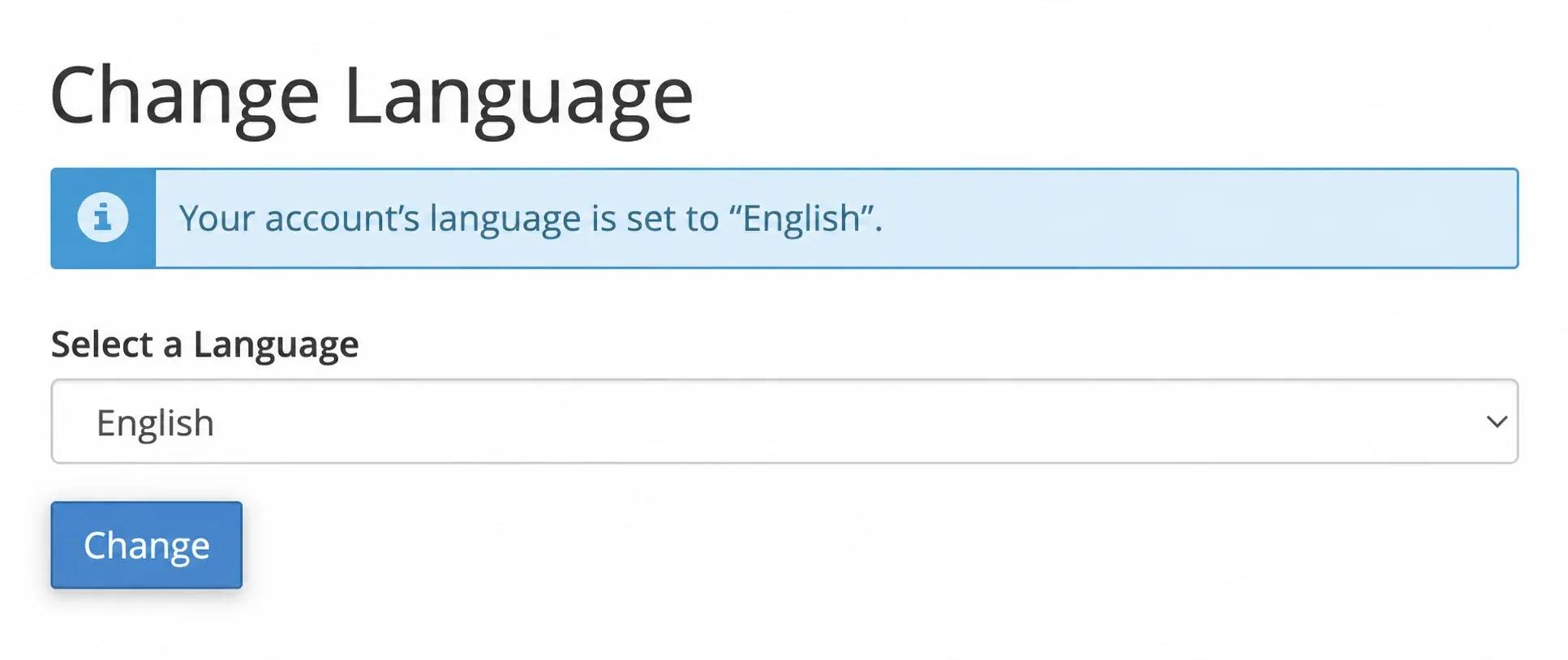 Selectorul din pagina separată Change Language