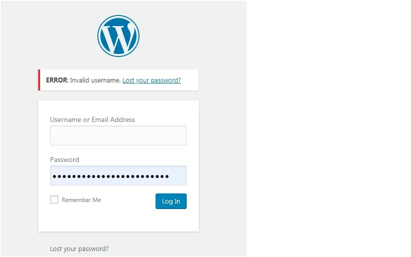 Ecran de autentificare WordPress