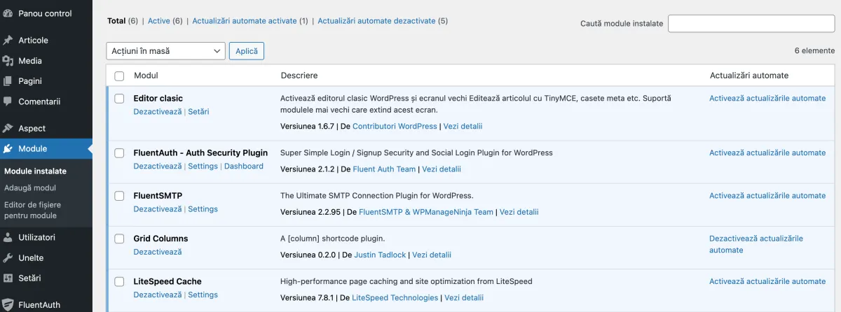 Lista de pluginuri WordPress