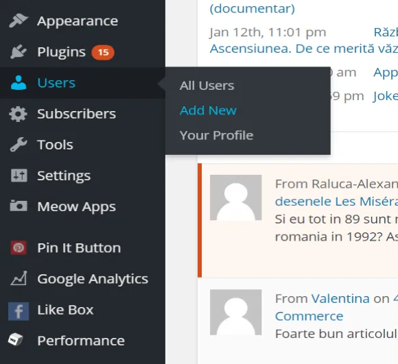 Cum se creează un utilizator WordPress
