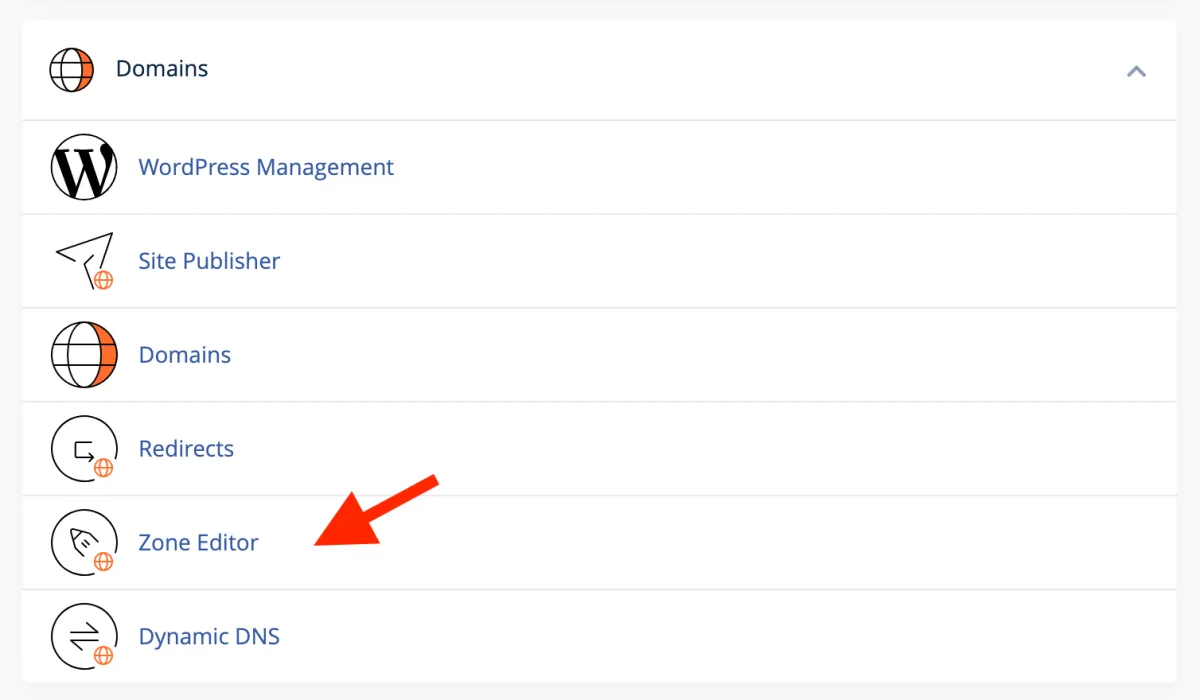 Zone Editor în cPanel