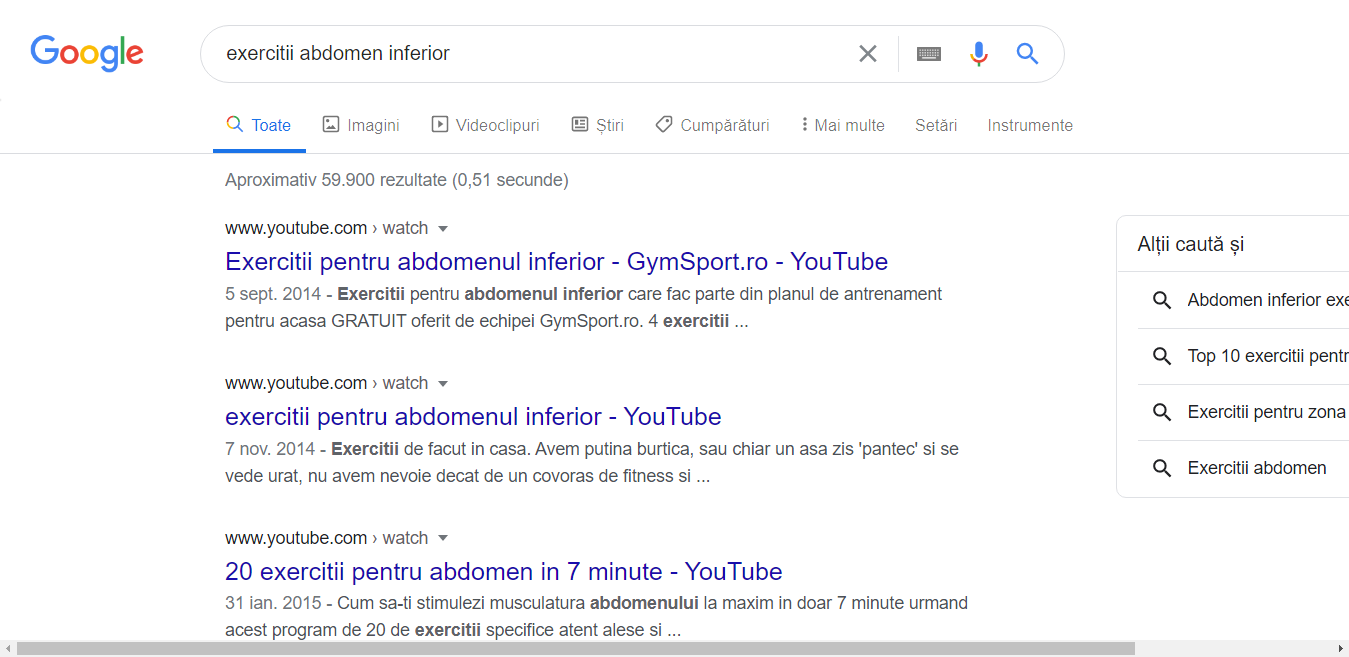 rezultate cautare google exercitii abdomen inferior