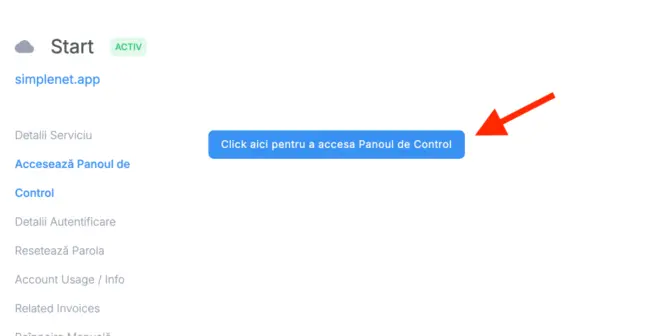 acceseaza panoul de control cPanel Simplenet