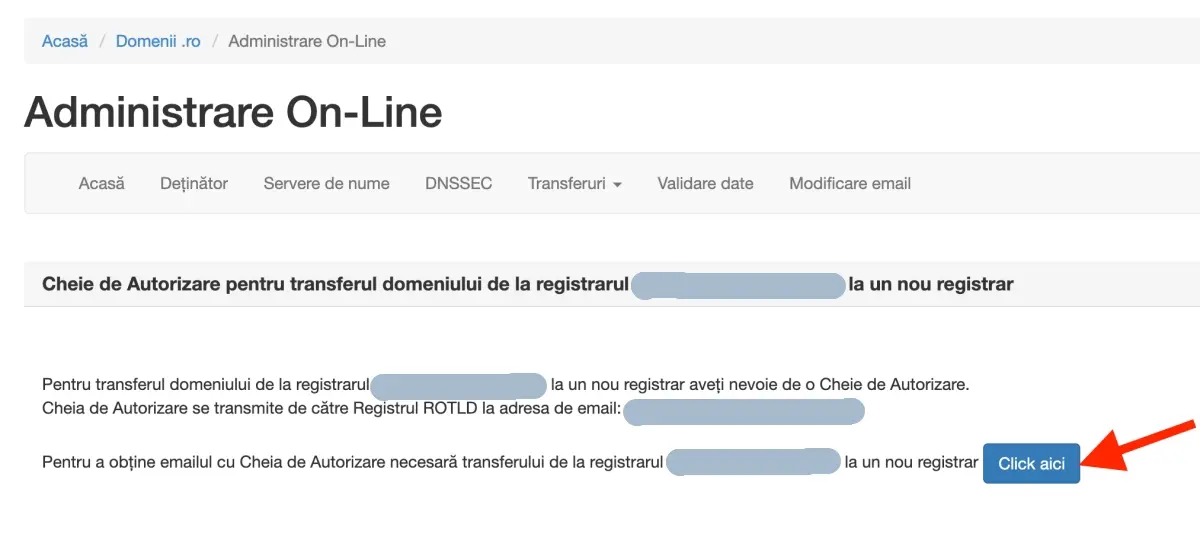 cheie autorizare transfer