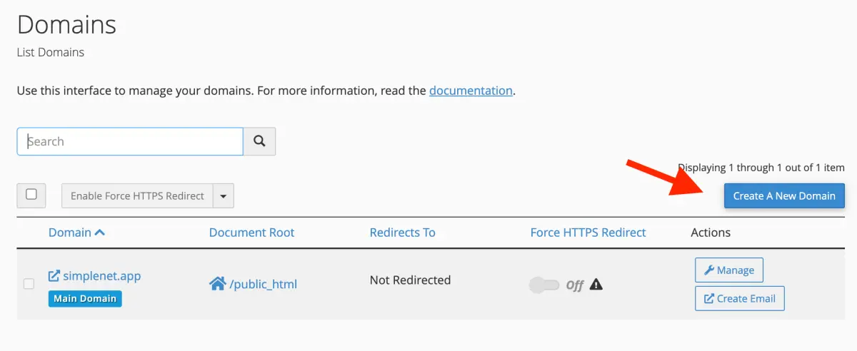 create a new domain