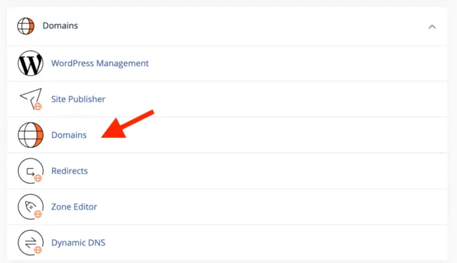sectiunea domains in cPanel