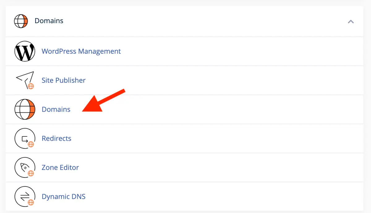 sectiunea domains in cPanel