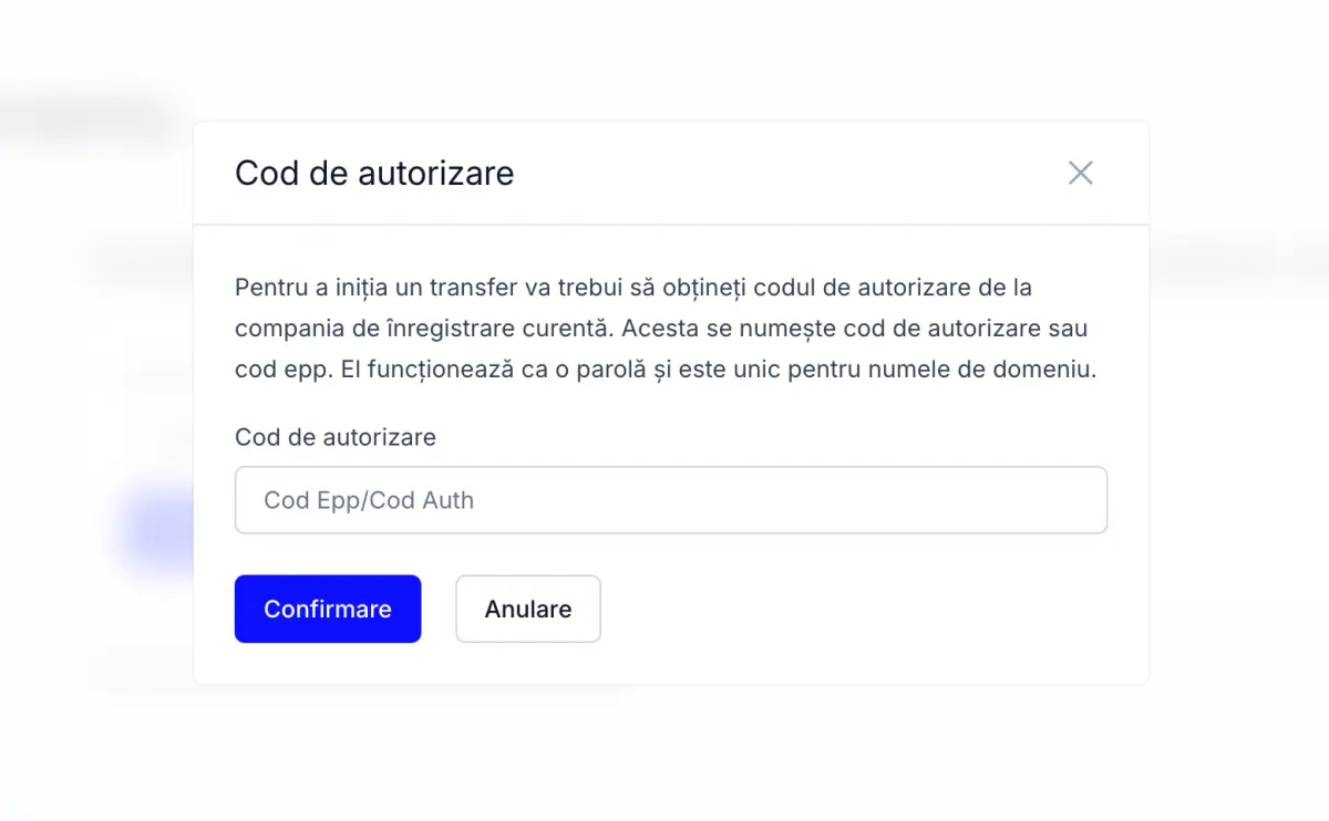 introdu cod autorizare transfer