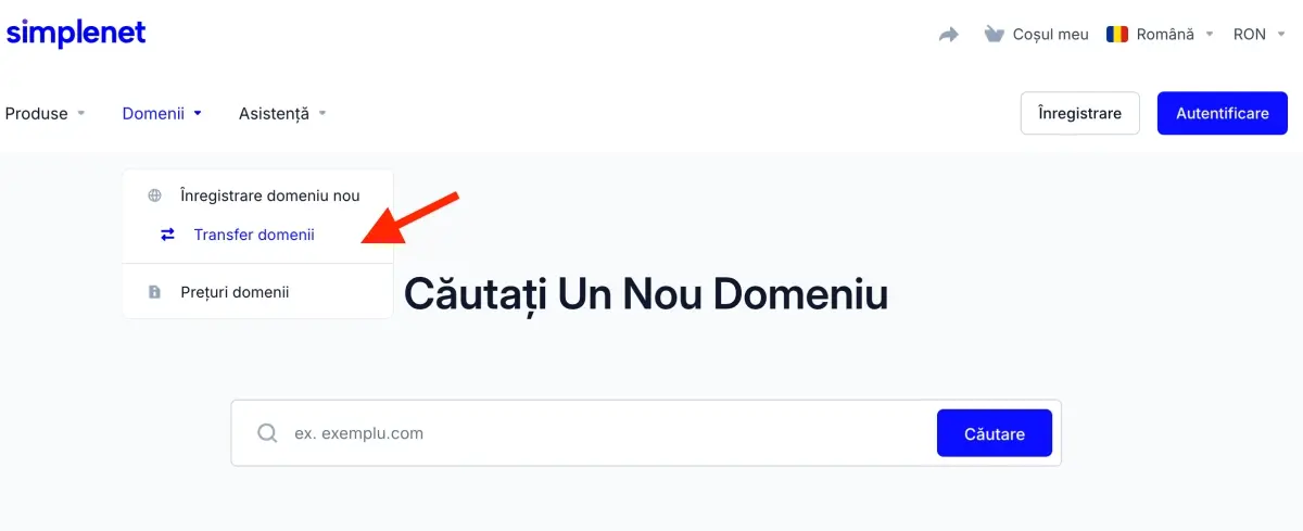 transfer domeniu la Simplenet