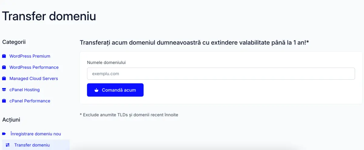transferare domeniu