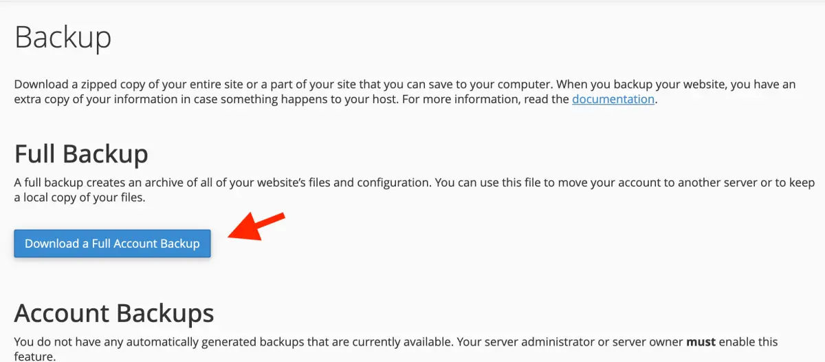 download full account backup