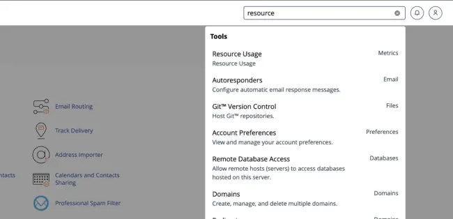 Resource Usage cPanel