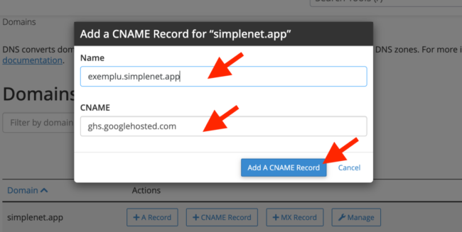 adaugare intrare CName de la Zone Editor in cPanel