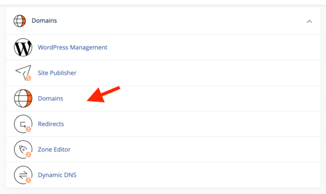 sectiunea domains ->domains in cPanel