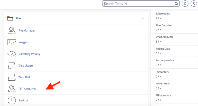 la sectiunea files cauta ftp accounts in cpanel