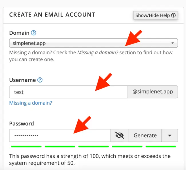 informatii adresa email in cPanel