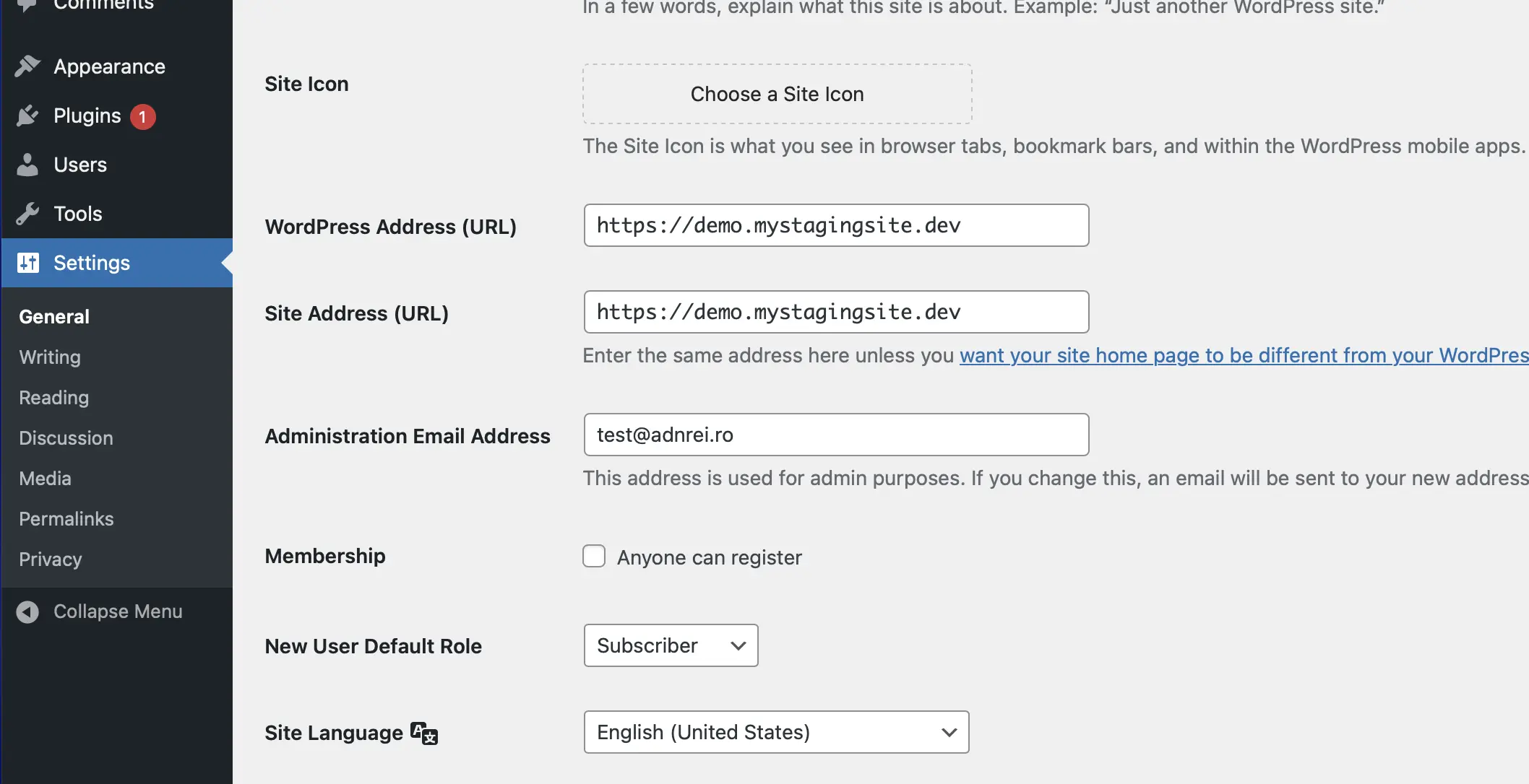 Setări WordPress URL