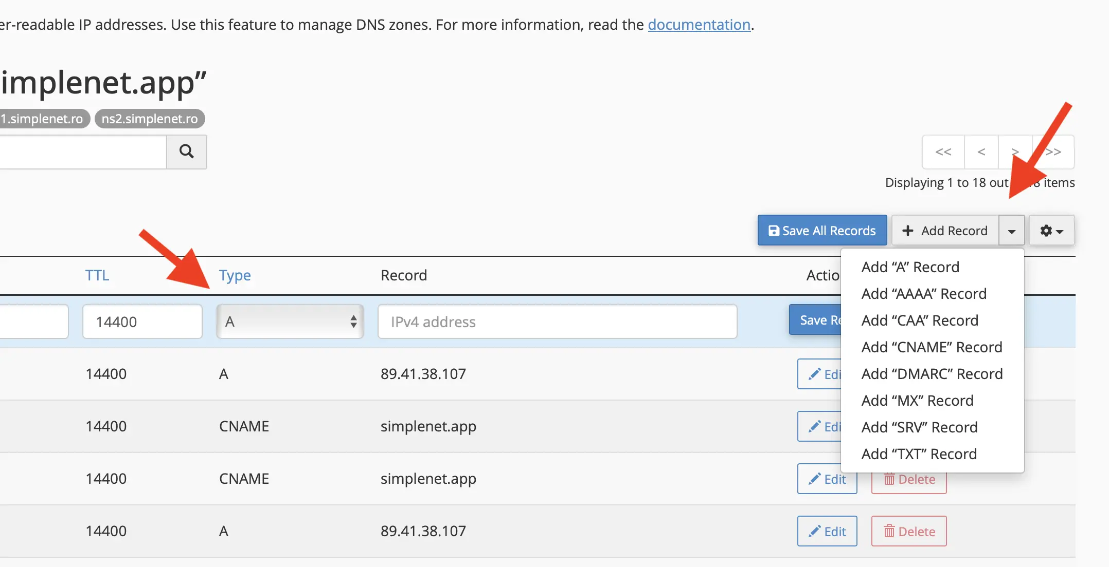 Adaugă intrare DNS