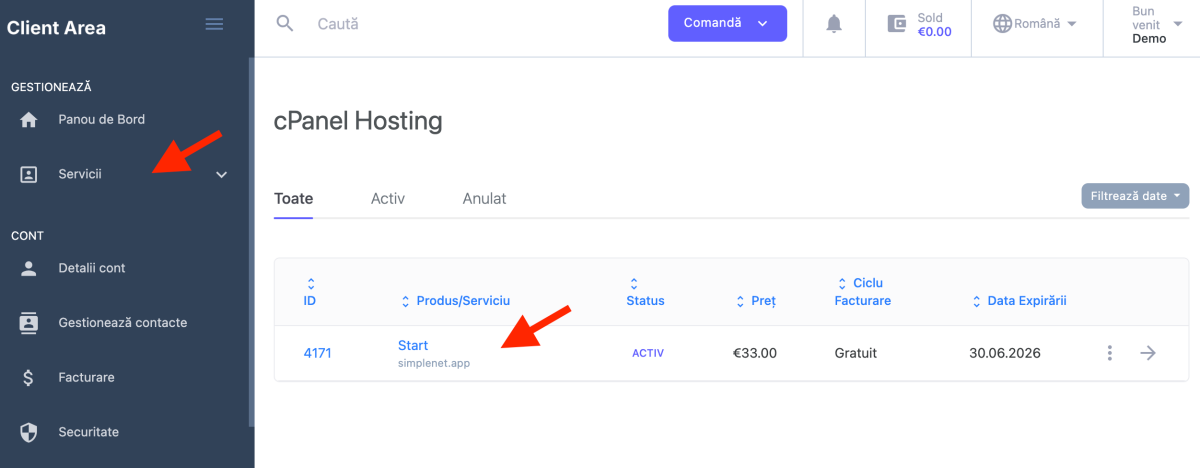 click pe serviciile de reinnoit