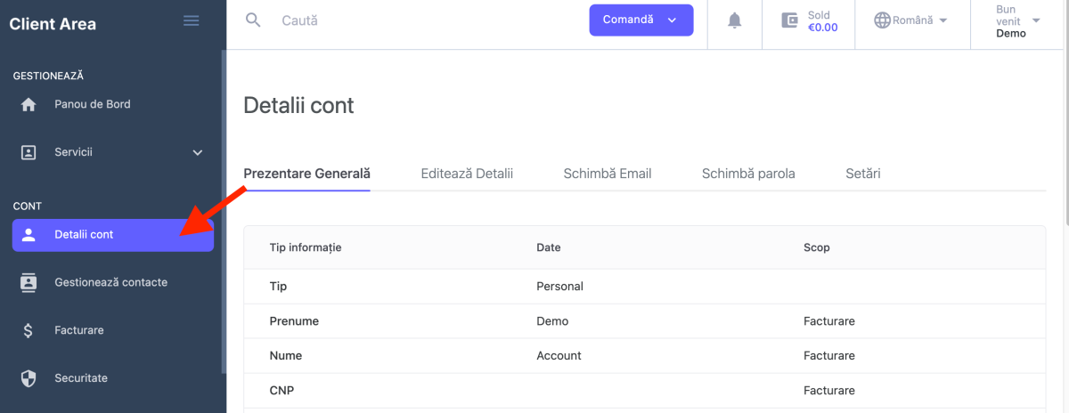 zona detalii cont