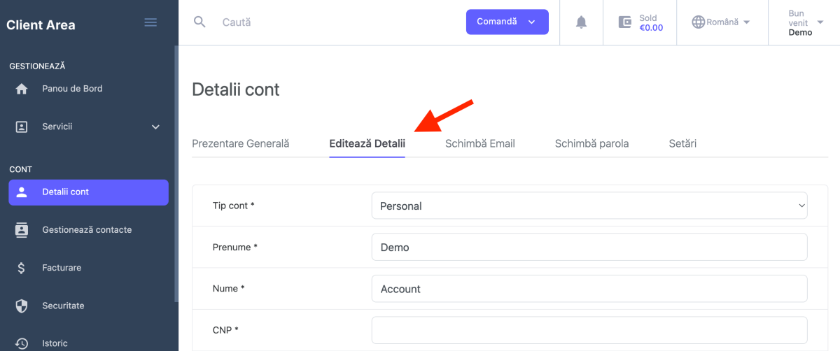 zona editare detalii