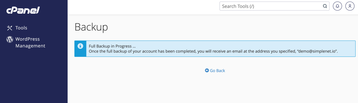 full backup in progress