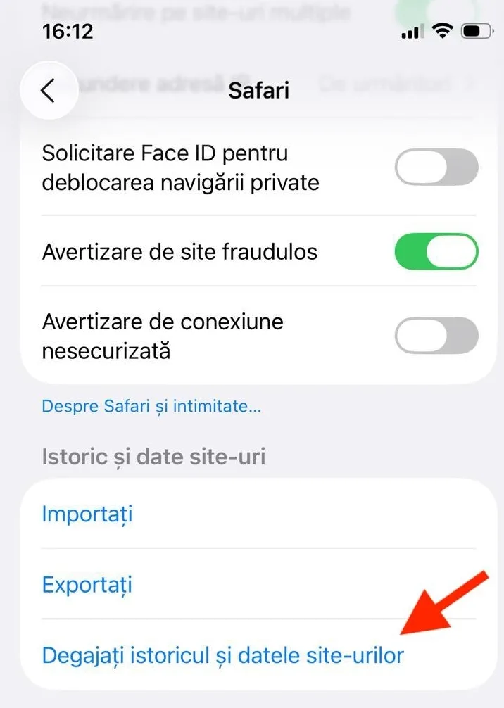 ștergere cache și cookies din Safari de pe iPhone și iPad