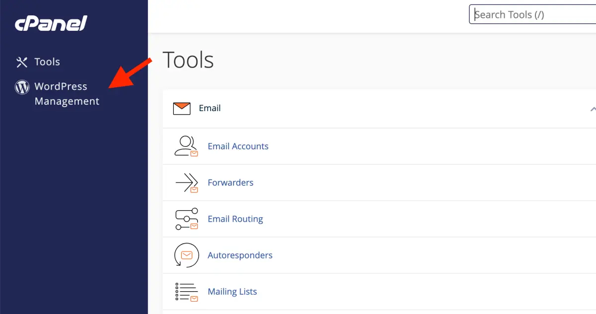 zona de WordPress Management din cPanel