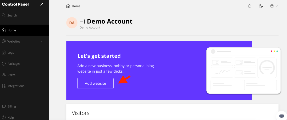 butonul add website