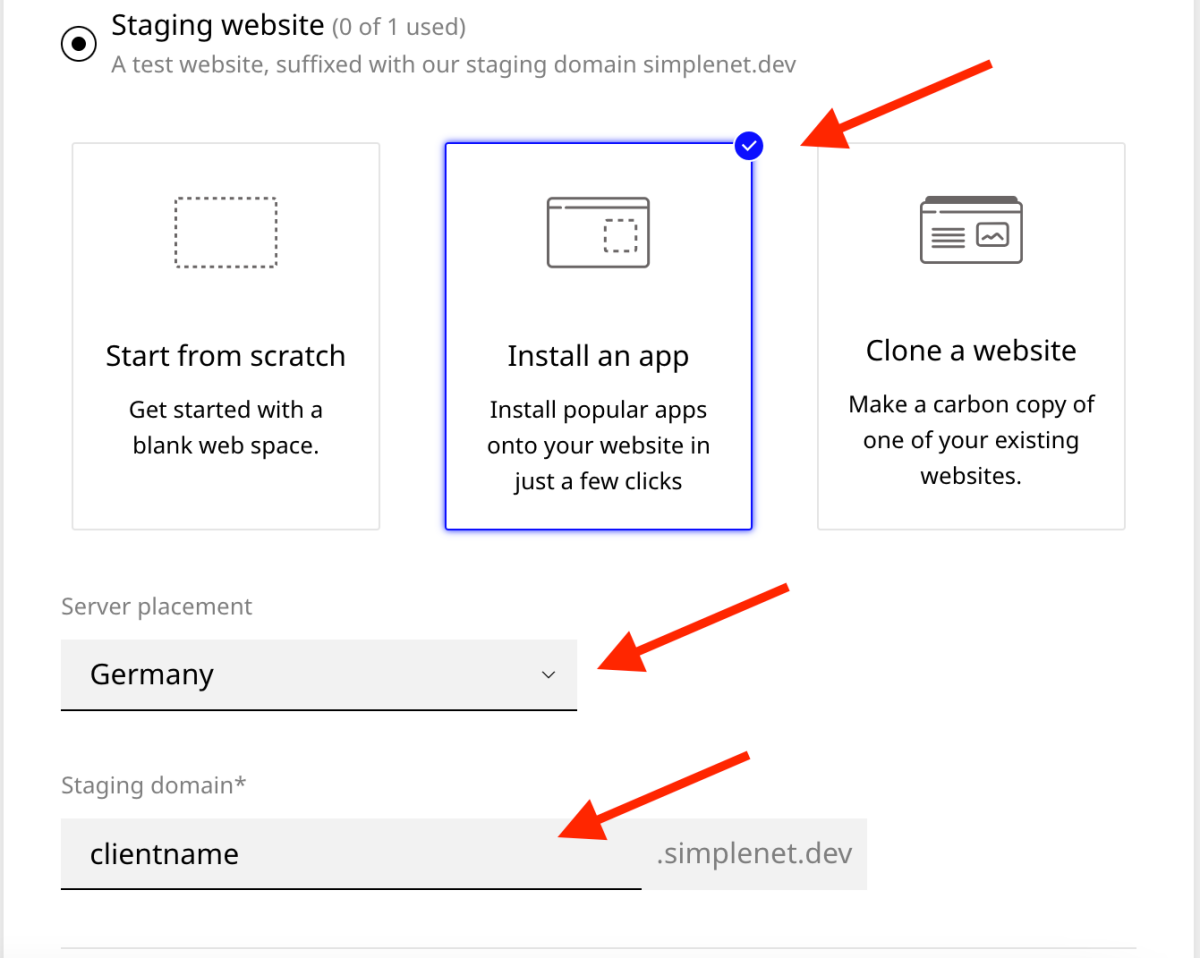 opțiuni Server Placement
