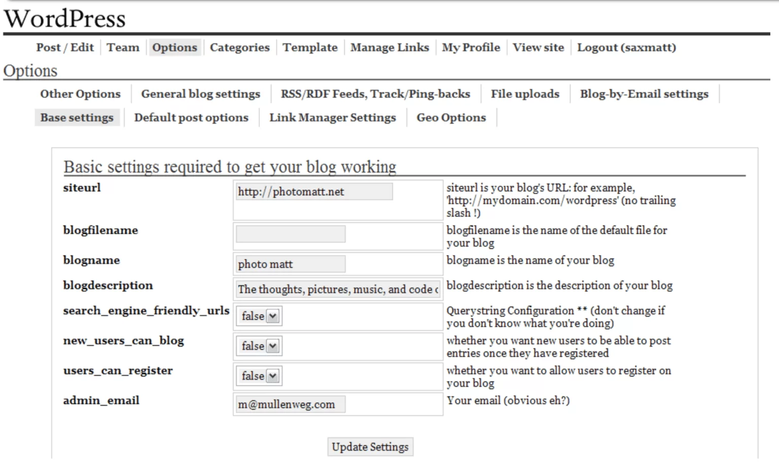 WordPress 1.0