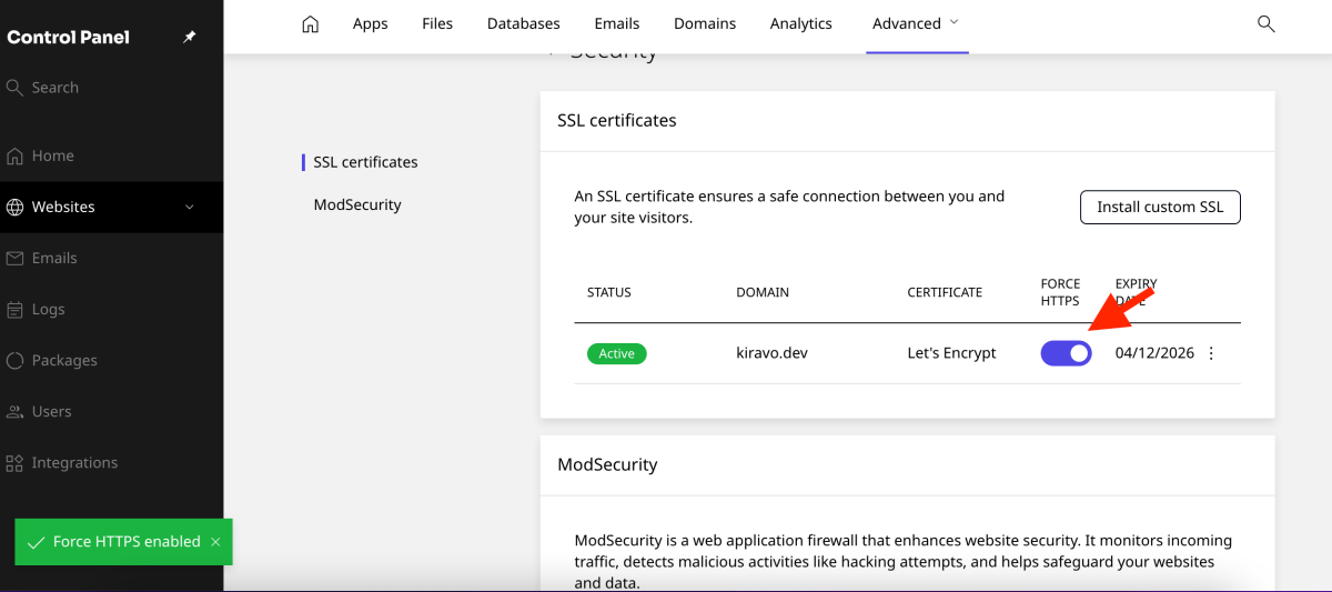 activează iar force https