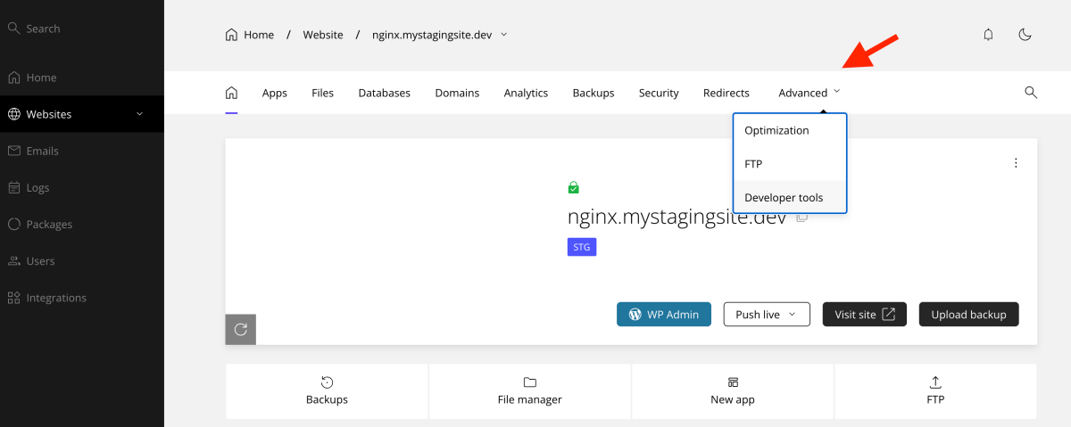 Advanced -> developer tools in panoul de control