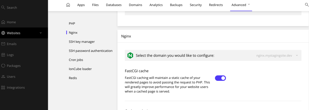 Activează serviciul de cache