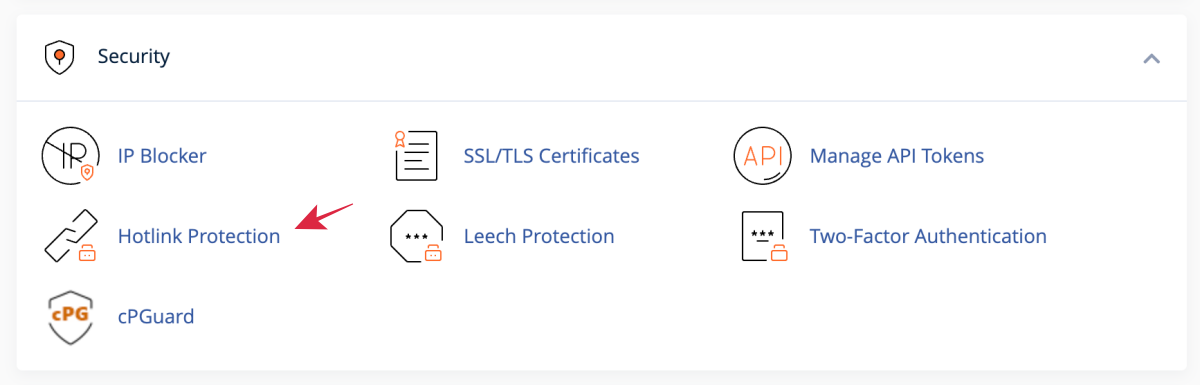 hotlink protection din sectiunea Security in cPanel